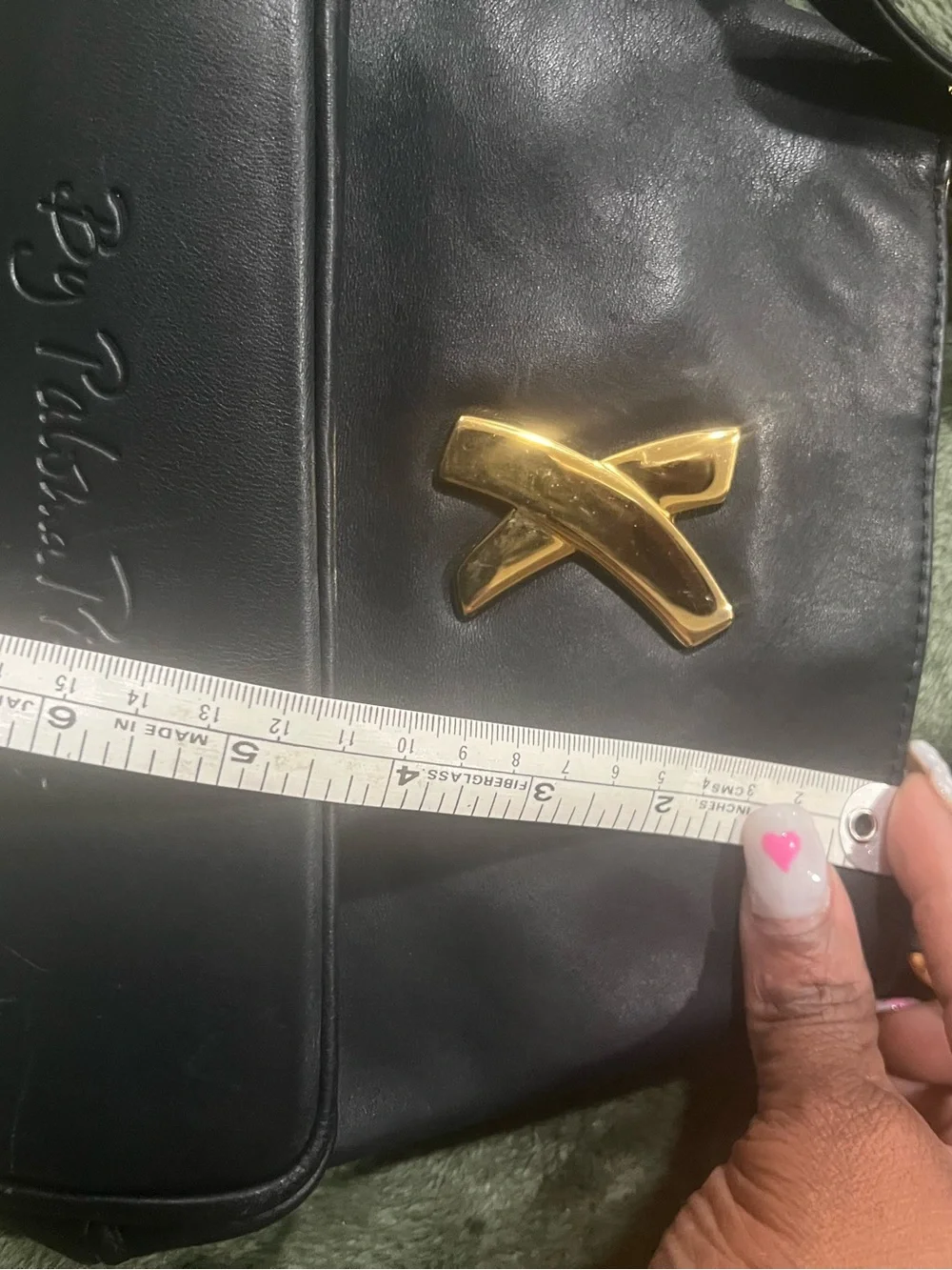 VTG Paloma Picasso black leather bag gold hardware Italy
